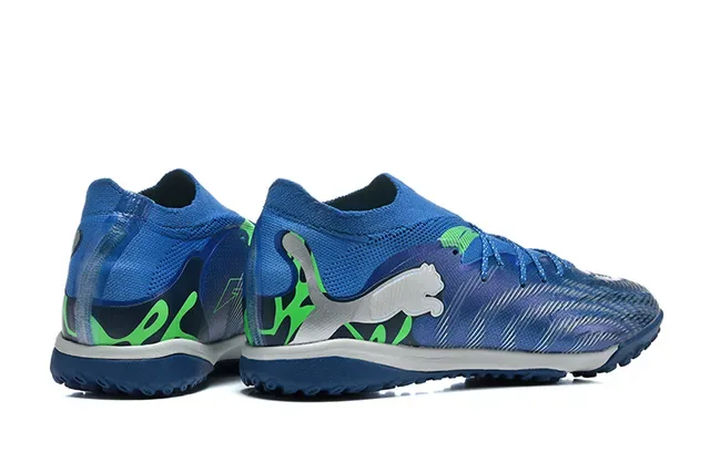 Puma Blue Green Knit Upper High Ankle Collar Sneakers 5
