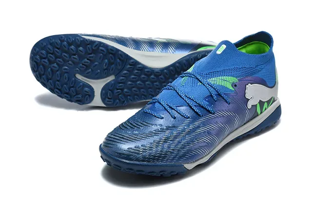 Puma Blue Green Knit Upper High Ankle Collar Sneakers 6