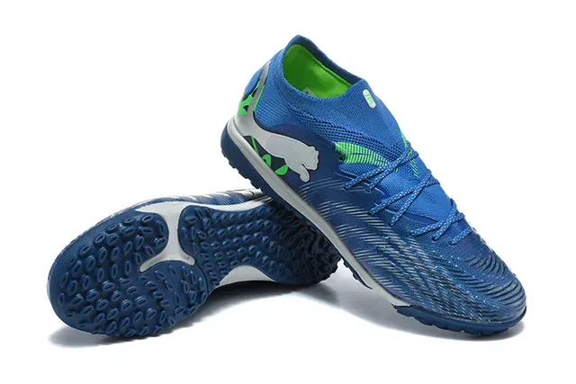 Puma Blue Green Knit Upper High Ankle Collar Sneakers 7
