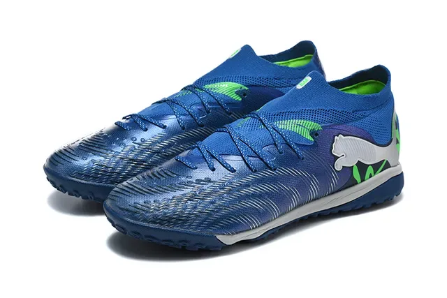 Puma Blue Green Knit Upper High Ankle Collar Sneakers 8
