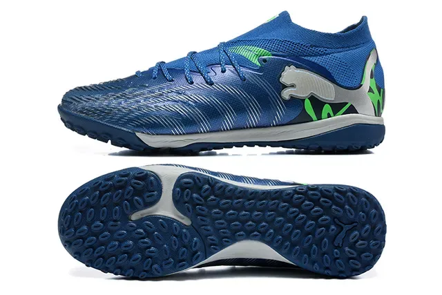 Puma Blue Green Knit Upper High Ankle Collar Sneakers 9