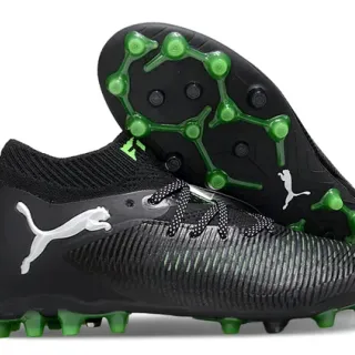 Puma Future Z Black Green Knit Sock-Fit Collar Ribbed Synthetic Upper Firm-Ground Soccer Shoes