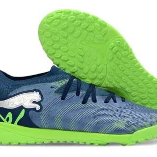 Puma Future Z Navy Green Knit Upper Asymmetrical Lacing Turf Soccer Shoes