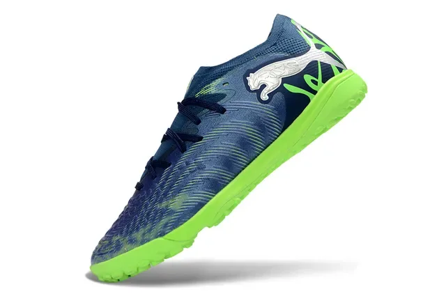 Puma Future Z Navy Green Knit Upper Asymmetrical Lacing Turf Soccer Shoes 3