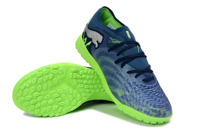 Puma Future Z Navy Green Knit Upper Asymmetrical Lacing Turf Soccer Shoes 4