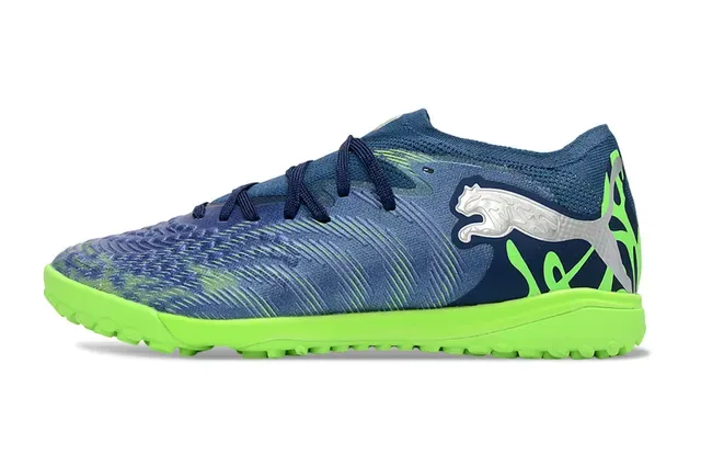 Puma Future Z Navy Green Knit Upper Asymmetrical Lacing Turf Soccer Shoes 7