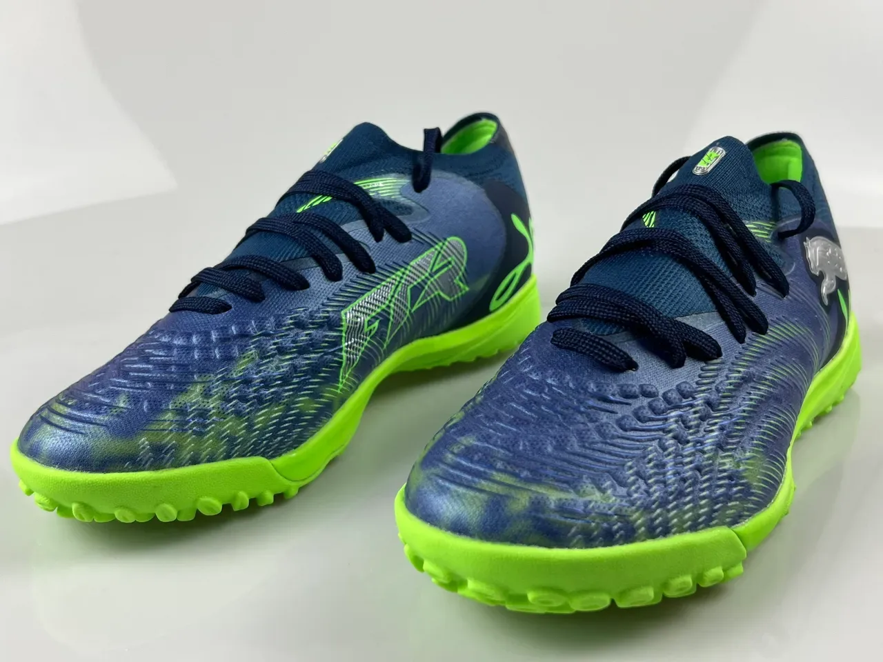 Puma Future Z Navy Green Knit Upper Asymmetrical Lacing Turf Soccer Shoes 9