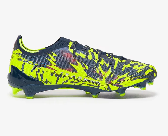 Puma Future Z Navy Yellow Zapatillas de fútbol con cordones asimétricos y upper de calcetín texturizado para terreno firme 5