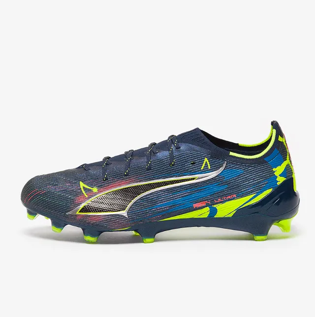 Puma Future Z Navy Yellow Zapatillas de fútbol con cordones asimétricos y upper de calcetín texturizado para terreno firme 6