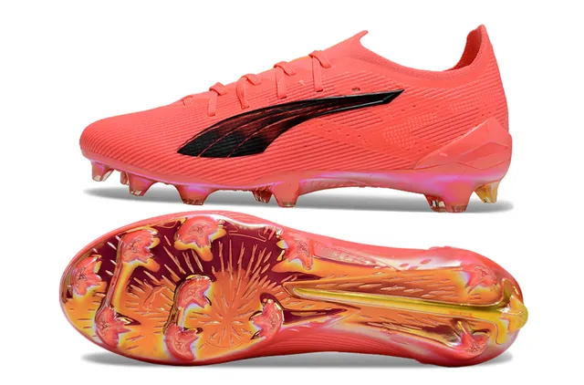 Puma Future Z Orange Rose Low-Cut Stud Moulé Texturé Synthétique Haut Sol Firme Chaussures de Football 7