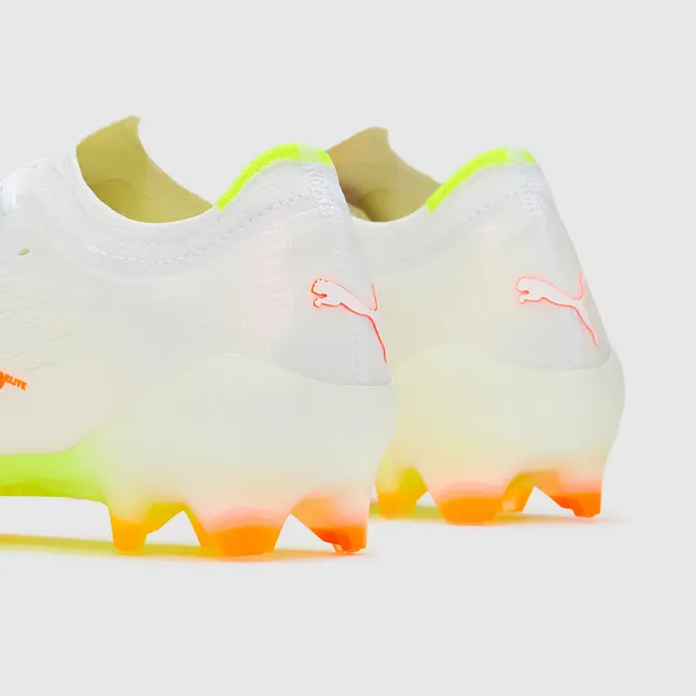 Puma Nitro Blanc Orange Coupe Basse Upper Tricot Dégradé Semelle Translucide Firm-Ground Chaussures de Football 3