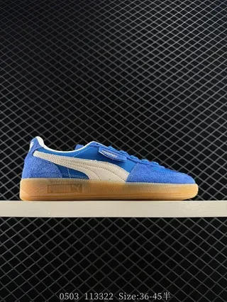 Puma Palermo Baskets Lifestyle Vintage Bleu Beige Basses en Daim et Textil Panelées 2