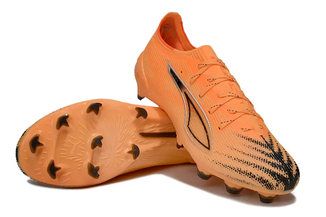 Puma Ultra Orange Black লো-কাট লেস-আপ রিবড সিন্থেটিক আপার ফার্ম-গ্রাউন্ড ফুটবল জুতো 4