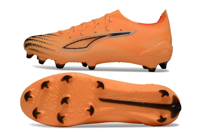 Puma Ultra Orange Black লো-কাট লেস-আপ রিবড সিন্থেটিক আপার ফার্ম-গ্রাউন্ড ফুটবল জুতো 6