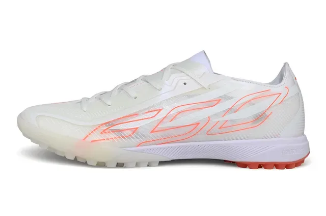 Puma White Orange Low-Cut Synthetic Upper Translucent Midsole Artificial-Grass Soccer Shoes 7