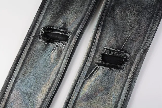 Purple Brand Distressed Acid-Wash Slim-Fit Jeans 8