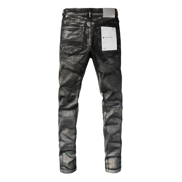 Purple Brand Distressed Acid-Wash Slim-Fit Jeans 14