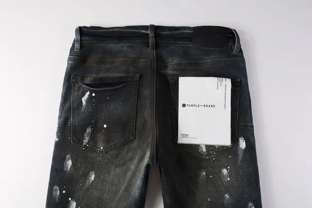 Purple Brand Distressed Paint-Splatter Dark Wash Jeans 6