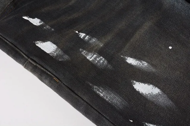 Purple Brand Distressed Paint-Splatter Dark Wash Jeans 8