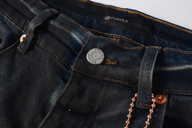 Purple Brand Distressed Paint-Splatter Dark Wash Jeans 12