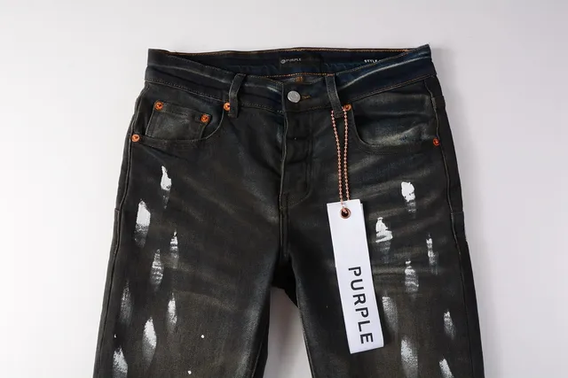 Purple Brand Distressed Paint-Splatter Dark Wash Jeans 13