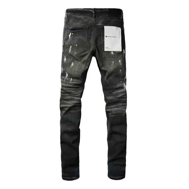 Purple Brand Distressed Paint-Splatter Dark Wash Jeans 14