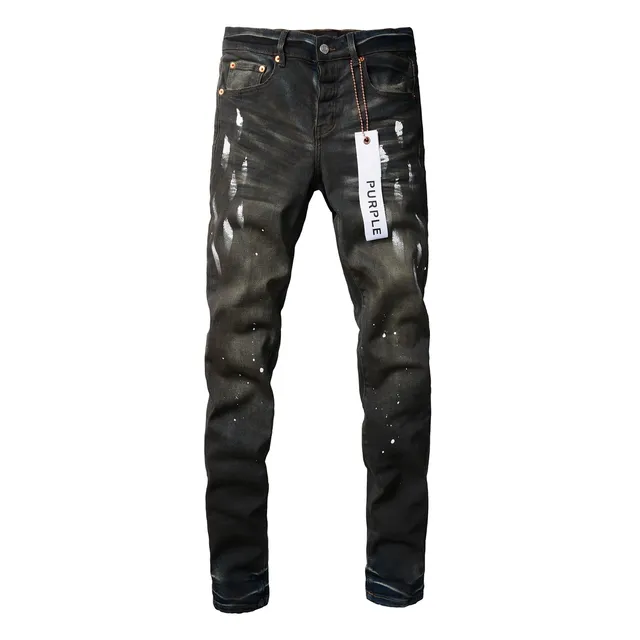 Purple Brand Distressed Paint-Splatter Dark Wash Jeans 15