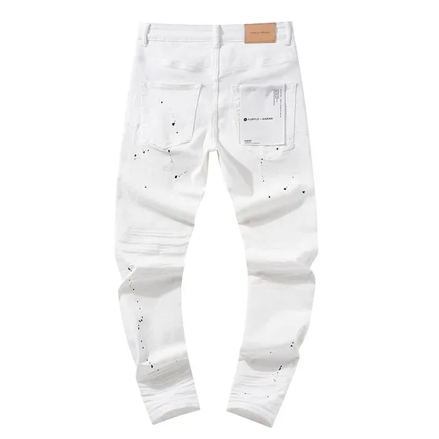 Purple Brand Distressed Paint-Splatter White Black Denim Detailing Jeans 3