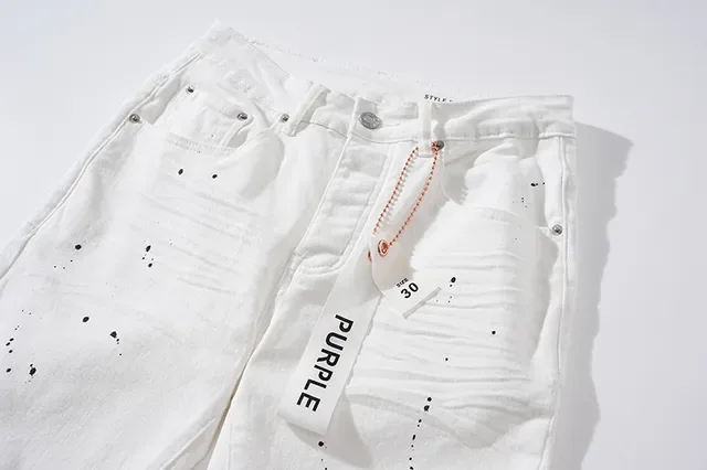 Purple Brand Distressed Paint-Splatter White Black Denim Detailing Jeans 4