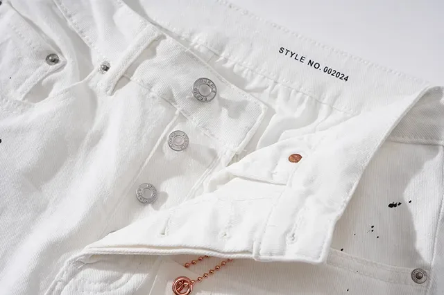 Purple Brand Distressed Paint-Splatter White Black Denim Detailing Jeans 6