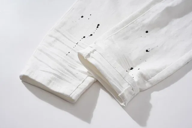 Purple Brand Distressed Paint-Splatter White Black Denim Detailing Jeans 11