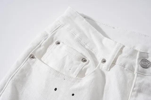 Purple Brand Distressed Paint-Splatter White Black Denim Detailing Jeans 13