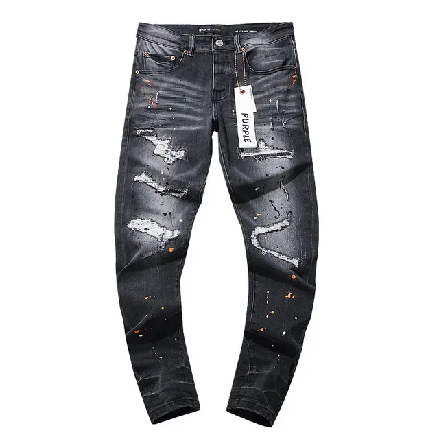Purple Brand Distressed Paint-Splattered Slim-Fit Jeans 2