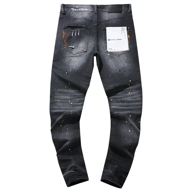 Purple Brand Distressed Paint-Splattered Slim-Fit Jeans 3