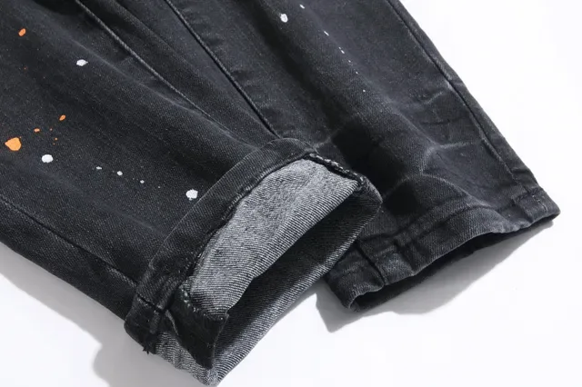 Purple Brand Distressed Paint-Splattered Slim-Fit Jeans 7