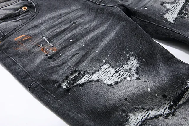 Purple Brand Distressed Paint-Splattered Slim-Fit Jeans 15
