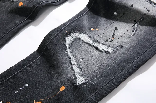 Purple Brand Distressed Paint-Splattered Slim-Fit Jeans 16