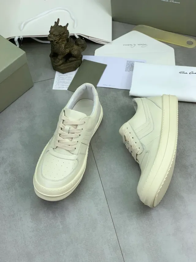 Rick Owens Geobasket White Leather Lifestyle Sneakers 5