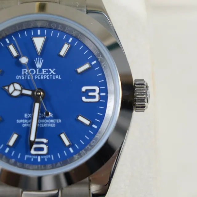 Rolex Oyster Perpetual Blue Dial Stainless Steel Mechanical Watch 9
