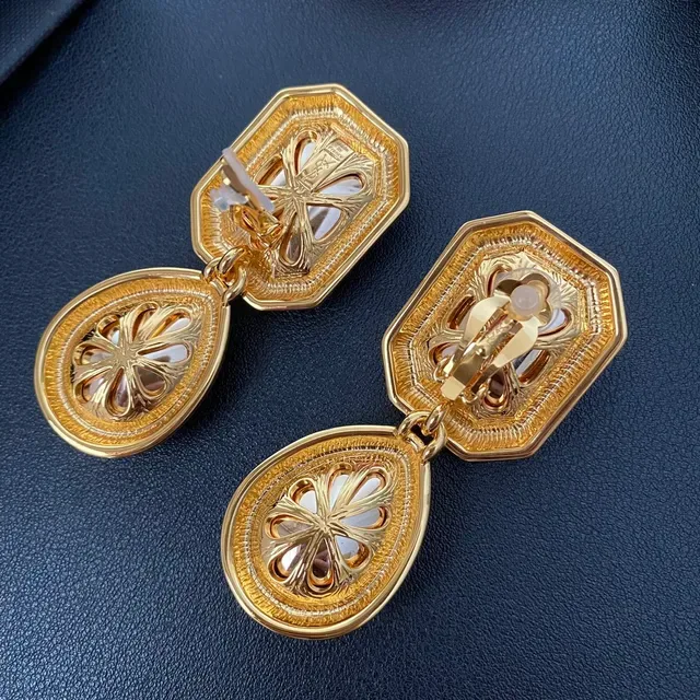 Saint Laurent Boucles d'oreilles Résine Ambre Dual-Stone Drop 4