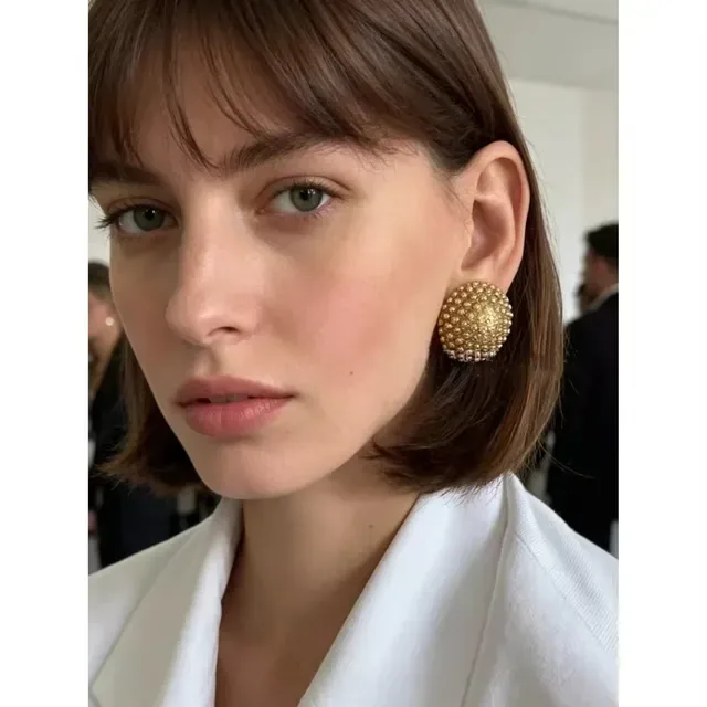 Saint Laurent Beaded Dome Stud Earrings 2