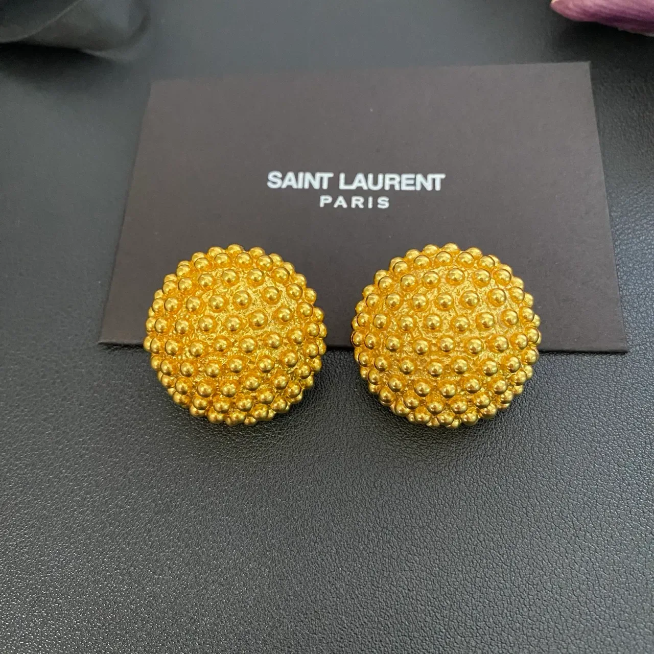 Saint Laurent Beaded Dome Stud Earrings 8