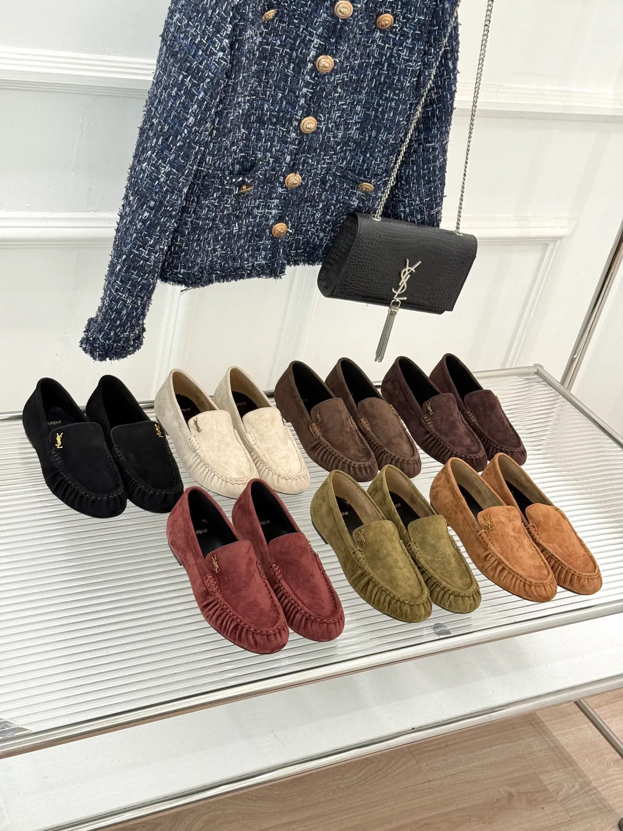 Saint Laurent Marron Noir Daim Bout Mocassin Loafer 6
