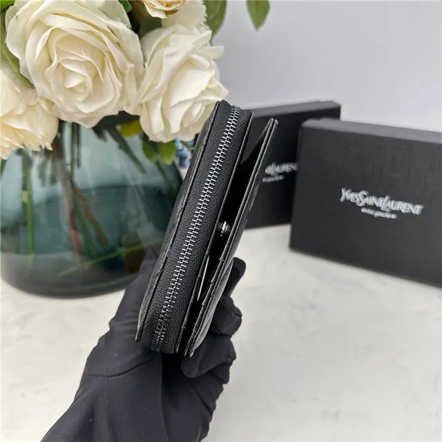Saint Laurent Loulou Carteira curta preta acolchoada em chevron 6