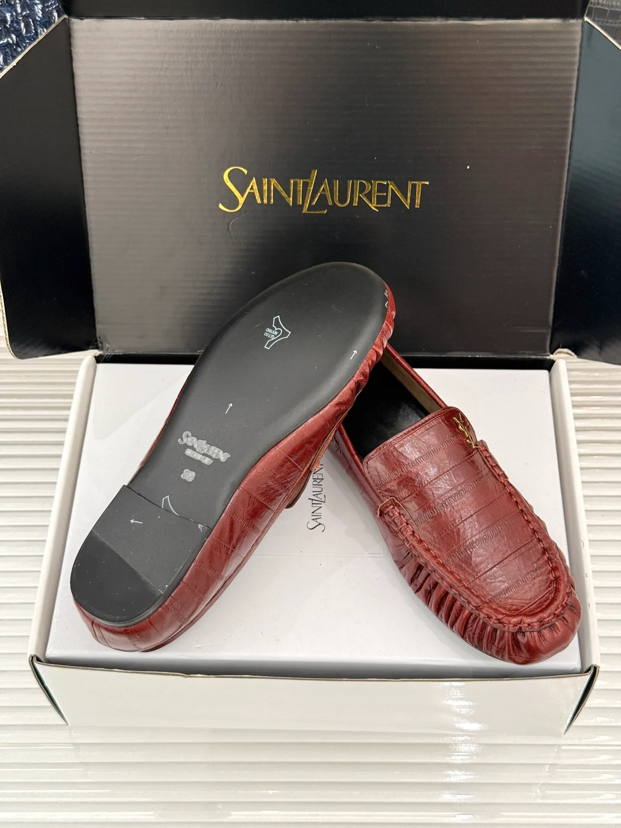 Saint Laurent Loulou Mocassins Crocodile Embossé Ruche 2
