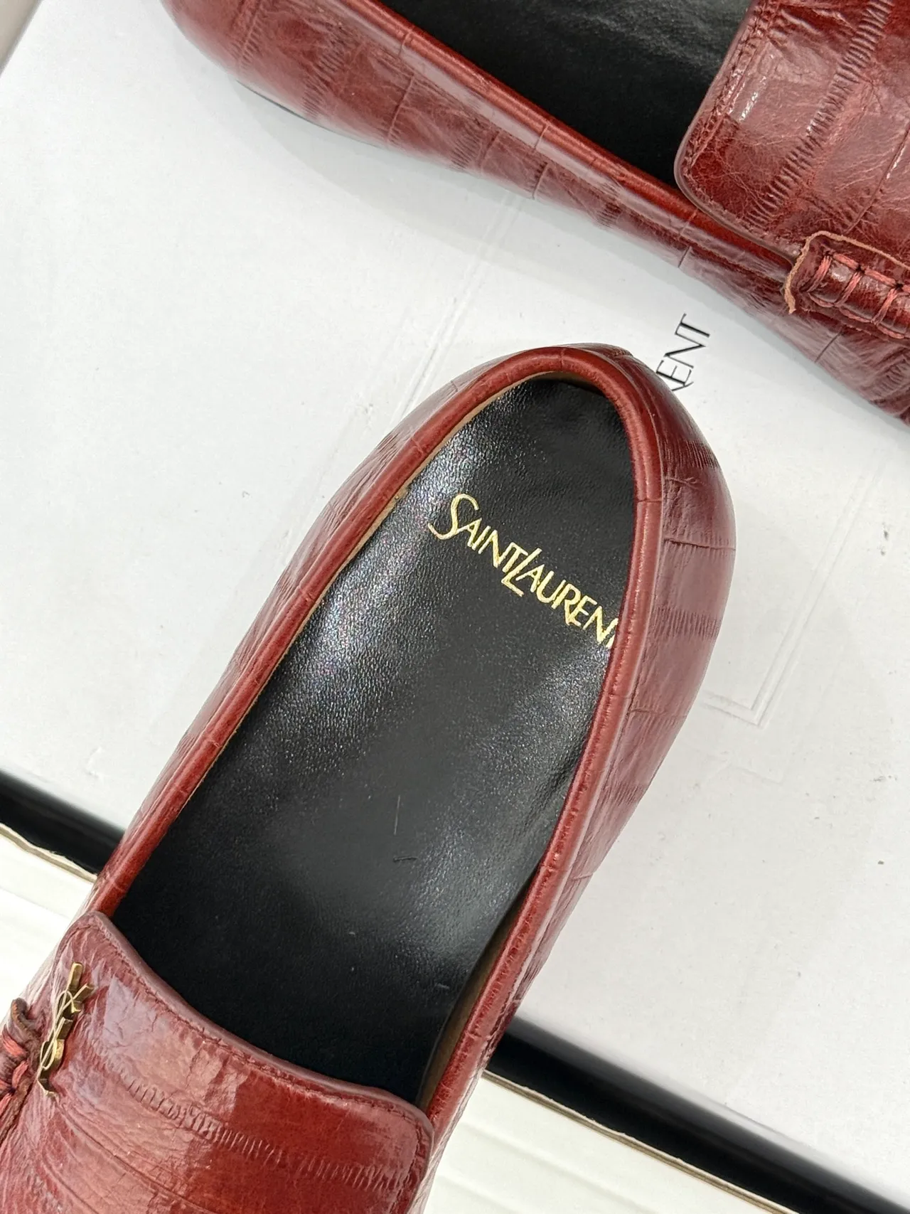 Saint Laurent Loulou Mocassins Crocodile Embossé Ruche 3
