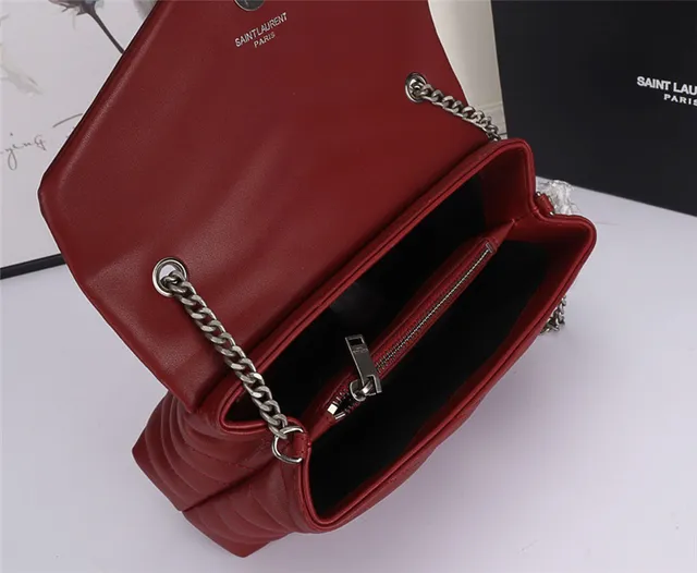 Saint Laurent Loulou Taupe Gray Quilted Chain Bag 10