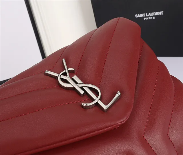Saint Laurent Loulou Taupe Gray Quilted Chain Bag 14