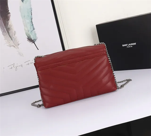 Saint Laurent Loulou Taupe Gray Quilted Chain Bag 16