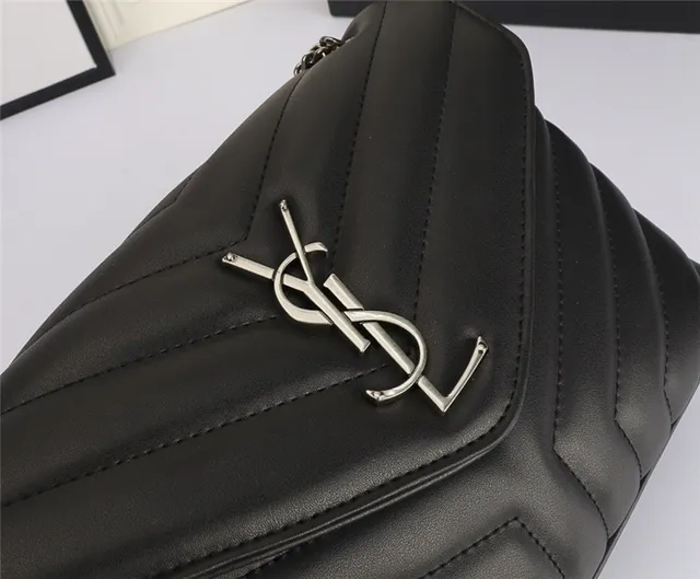Saint Laurent Loulou Taupe Gray Quilted Chain Bag 21